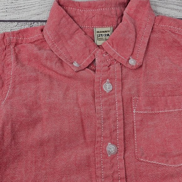 Old Navy Toddler Boys Salmon Button Up Short Sleeve Shirt size 2T - Picture 2 of 6